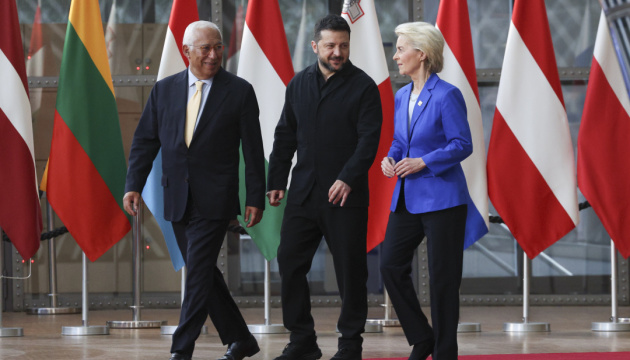President Zelensky arrives at European Council meeting